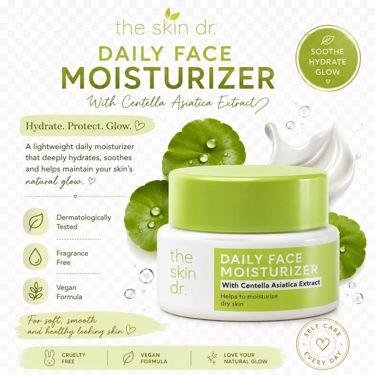 The Skin Dr. Daily Face Moisturizer with Centella Asiatica Extract – Hydrate, Soothe & Glow