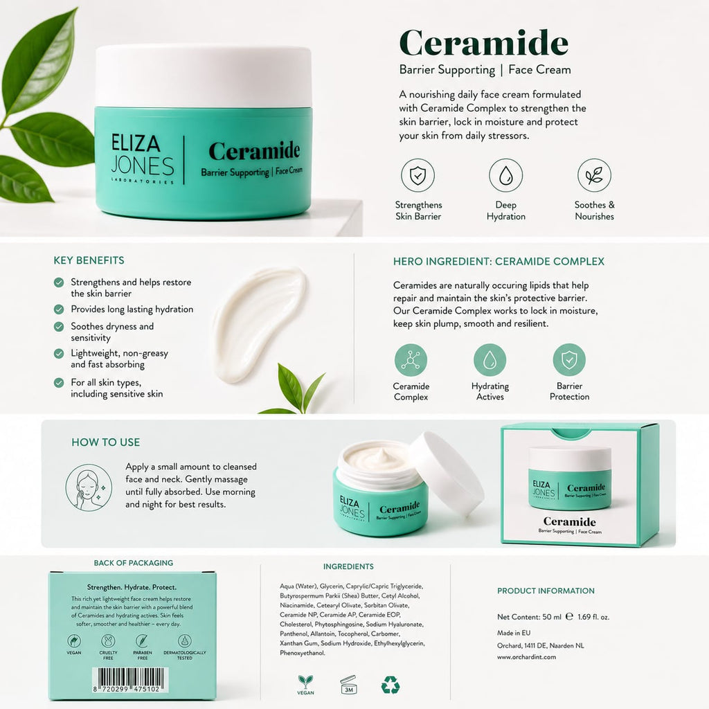 Eliza Jones Ceramide Barrier Supporting Face Cream – Deep Hydration & Skin Repair 50ml